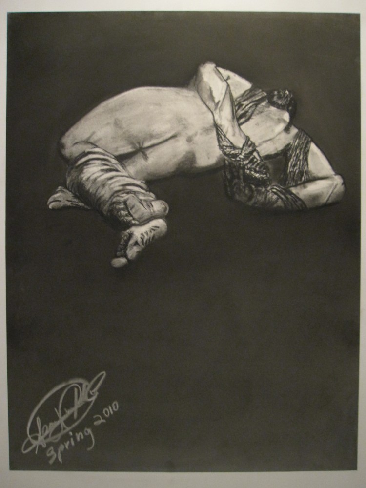 Black Charcoal on White paper from Life model